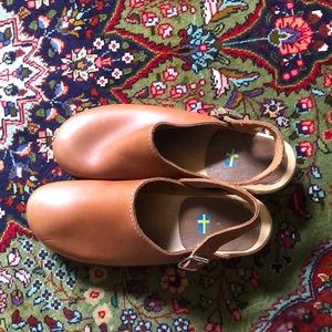 Swedish clogs - size 8 - 1 inch wooden heel